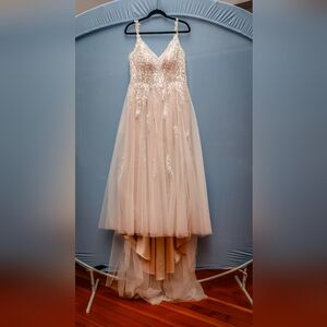 Blush Embellished Tulle Evening Gown